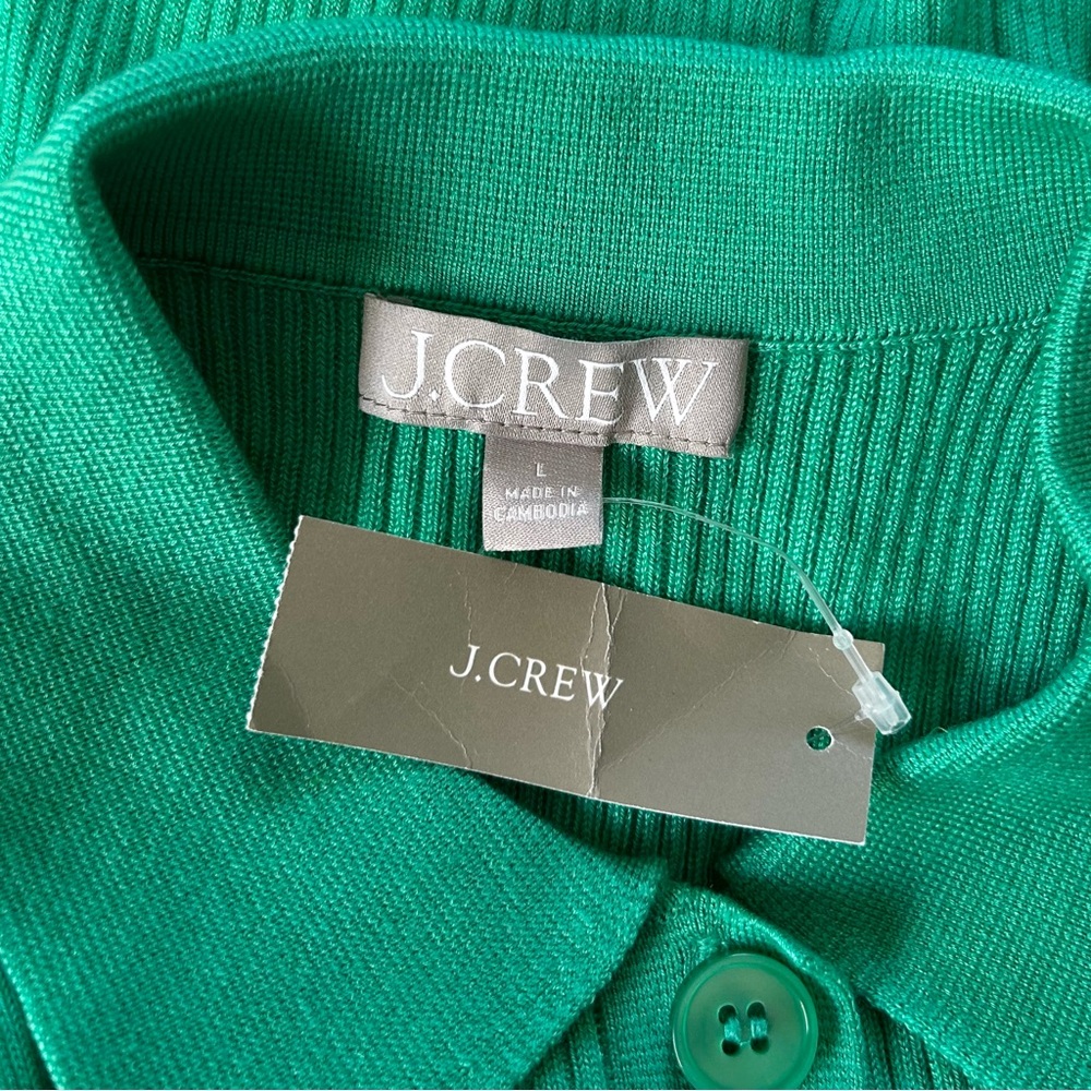 NWT J. Crew‎ Short Sleeve Polo Shirt Lyocell Blend Vibrant Green L - Picture 4 of 5